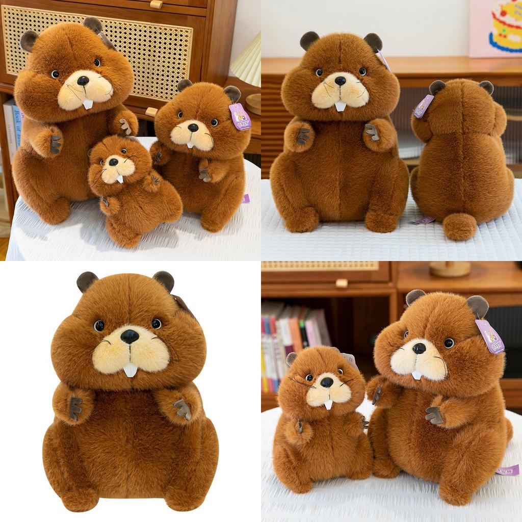 Plush Groundhog Toy With Long Pile Fur For Kids Playroom Decor
