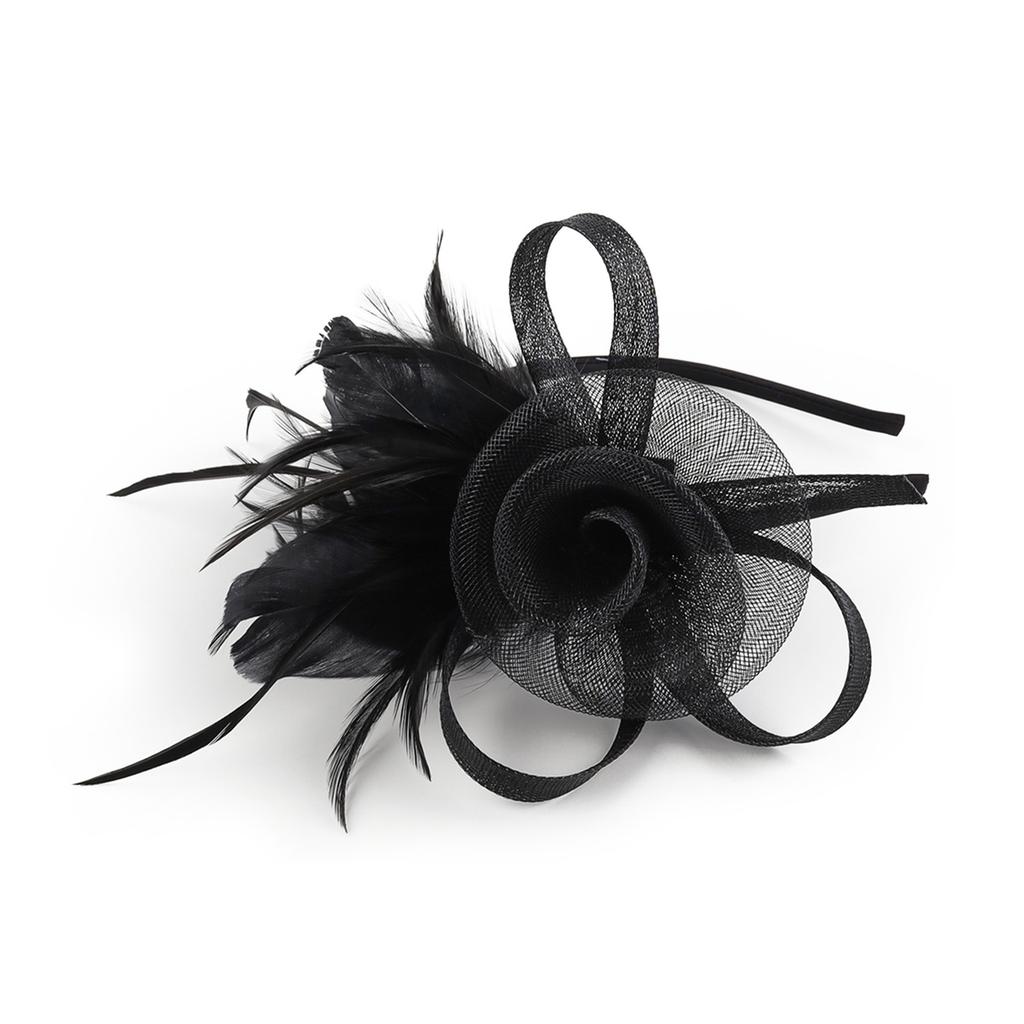 Tylová květinová čelenka do vlasů pro ženy Elegantní péřová čelenka ve stylu 20. let Protiskluzový flapper fascinátor Čelenka pro formální událost