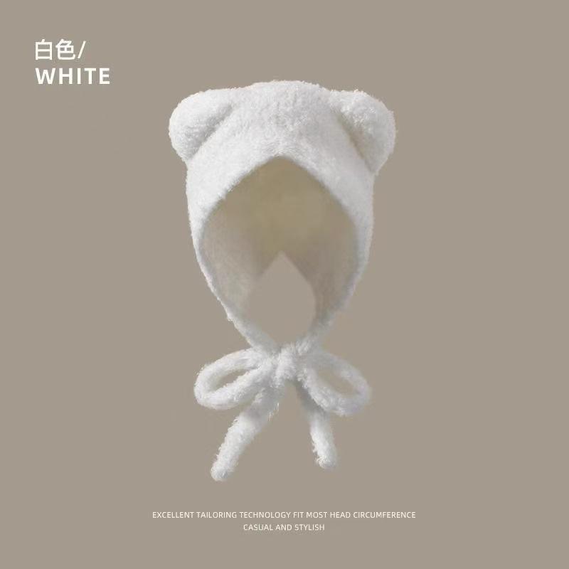 Big head circumference coffee ears cute cartoon bear knitted wool hat children autumn and winter plush pullover hat tide
