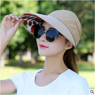 Women's Summer Casual Versatile Travel UV Protection Korean Version Summer Foldable Sunscreen Pearl Empty Top Sun Hat