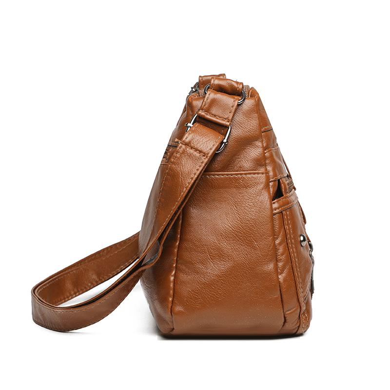 Double Layer Small Square Bag Soft Leather Mother Bag Large Capacity Single Shoulder Crossbody Bag