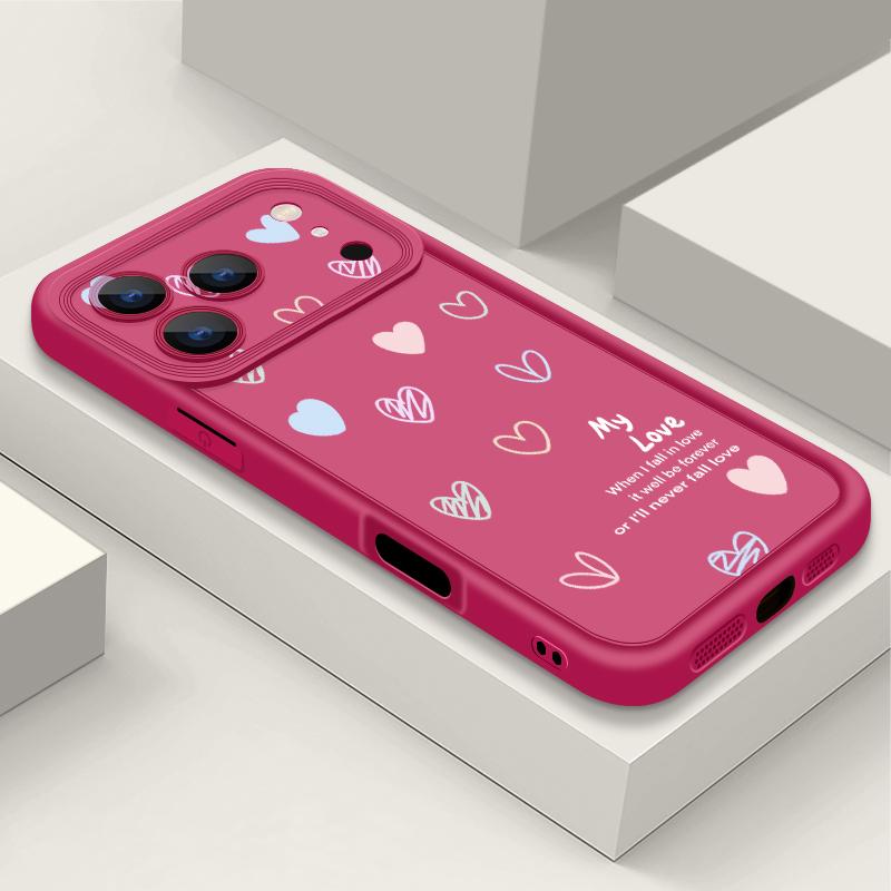 Shockproof Phone Case For iPhone 17 Pro Max Case iPhone 16 15 14 13 Pro Max 11 17e 16e Love Hearts Print Soft Silicone Bumper Cover
