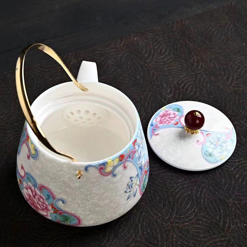 Chinese Teaware 3 Pieces Set, Making Tea Teapot and Cups, Ceramic Drinkware Teacups, Household Small Ceramic Cute Pot, Porcelain