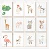 Cute Cartoon Animals Posters Giraffe Donkey Cattle Sheep Prints Canvas Printing Rustic Farmhouse Wall Art Picture for Home Decor