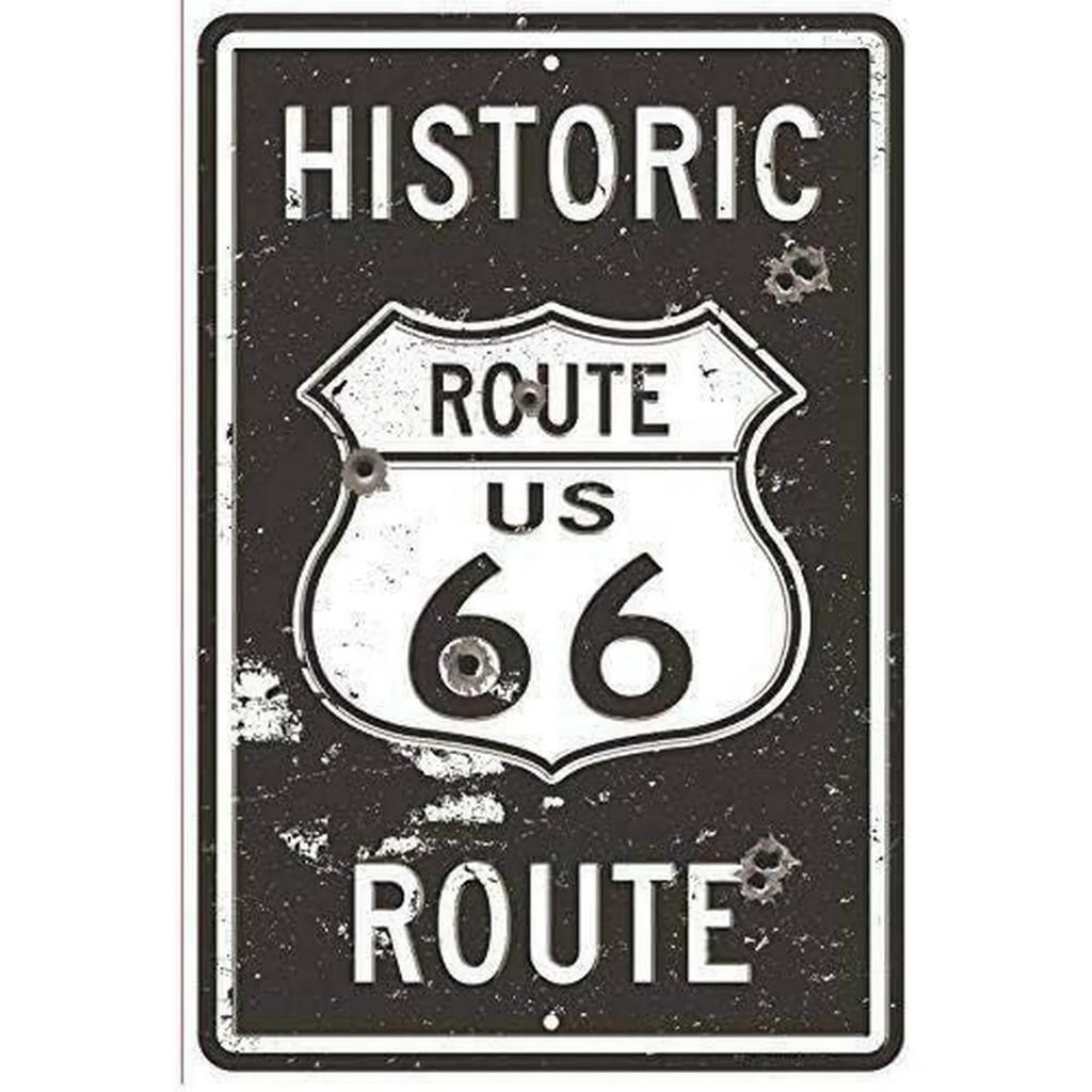 USA Route Metal Signs Wall Poster Plaque Warning Sign Vintage Iron Painting Decoration for Home Cafe Living Room Club Bar