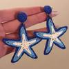 Beach- Large Flower Earrings With A Vacation Theme, Luxurious Sea Star Earrings, And Unique Small-scale Ear Ornaments.