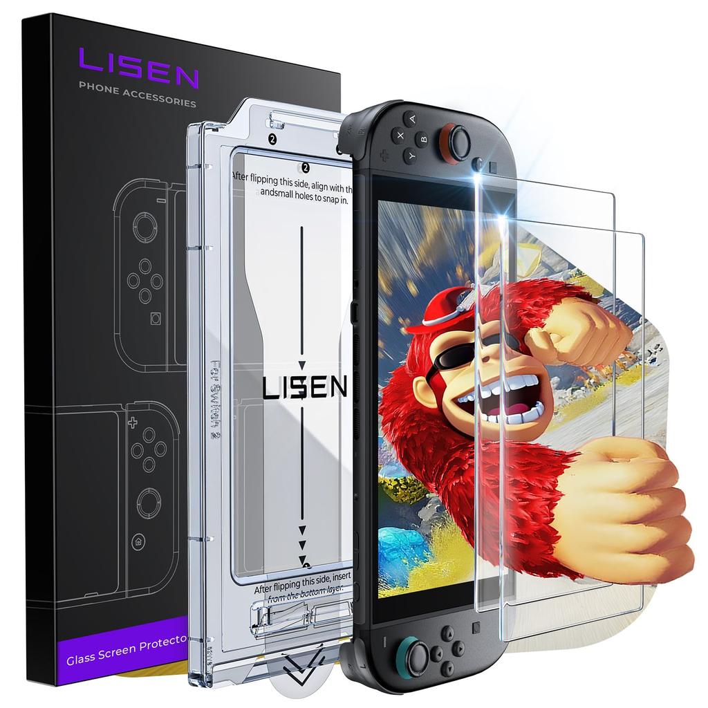 LISEN Compatible Switch 2 Screen Protector Full Protection Tempered Glass Screen Protector for Switch Includes Automatic Application Kit Compatible