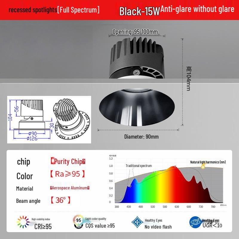 High CRI Frameless Anti-Glare COB Spotlight for Home & Hotel