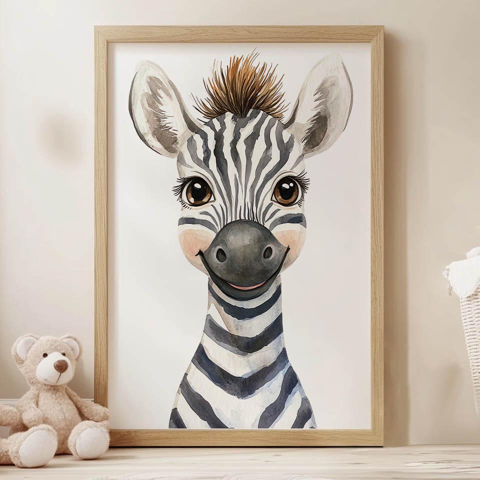 Plakat Wesoła Zebra Plakat Wesoła Zebra, 30X40 Cm, Rama Aluminiowa Czarna, Papier Matowy 230 Gsm