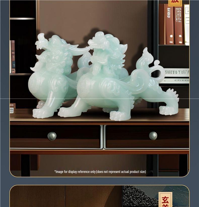 Large Pixiu Jade Ornament Pair for Home, Office, or Store Decor