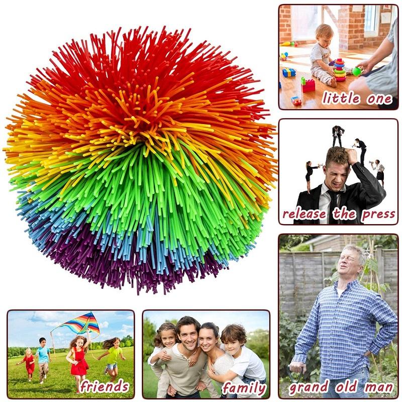 Dekompressions Regenbogen Sandsack Ball Flauschiges Gummiband Silikon Spaß Elastischer Elf Kind Erwachsener Sensorisches Spielzeug Geschenk Handflächenschatz