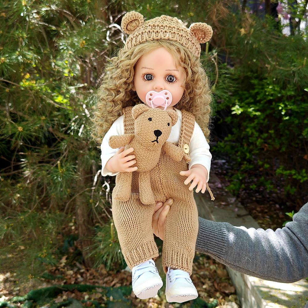 55cm Realistic Singing Pink Bear Plush Doll - Hugging Companion Toy for Kids