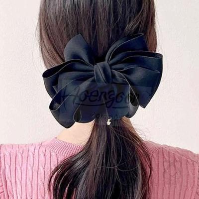 Ribbon Cubic Automatic Hairpin Black Large Ribbon Hairpin Half-Up Automatic Hairpin Large Ribbon Pin