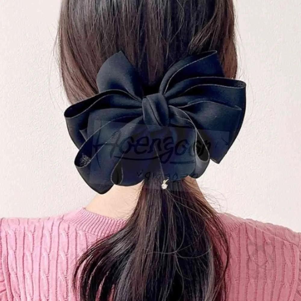 Ribbon Cubic Automatic Hairpin Black Large Ribbon Hairpin Half-Up Automatic Hairpin Large Ribbon Pin