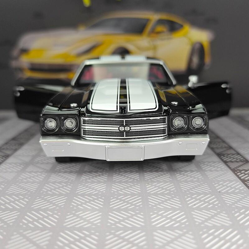 AABKB1 1:24 simulated sound and light Chevrolet Chevelle454 1970 alloy die-cast car model steering children's toy boy gift