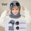 Comfortable Skin Friendly Winter Cap 1 Set Knit Hat Neck Warmer for Kids, Earflap with Goggles, Kids Gift School Travel Fleece Lined Aviator Cap, Warm