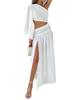 Fashion One-word Collar Slit Diagonal Edge Holiday Style Dress European and American Women's Clothing Spring and Summer New