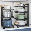 Organizador de suporte para panelas ajustável, suporte para panelas de aço inoxidável para cozinha, organizador de panelas e frigideiras multicamadas para cozinha