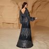 Long-Sleeved V-Neck Sexy Long Sequined Evening Dress for Banquets, Weddings, Birthdays, Bridesmaid Dresses, Party Dress
