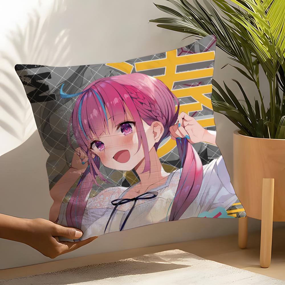 HHololive MMinato Aqua Pillow Case Home Living Room Decoration Linen Pillow Cases Cushion Cover