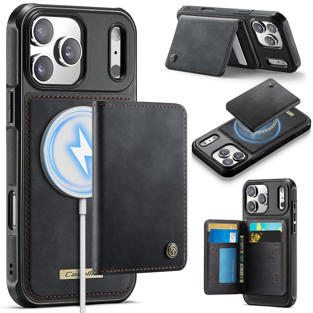 For iPhone 17 Pro Max Magnetic Case CASEME ME80 Series Leather PC TPU Phone Cover with Detachable Wallet