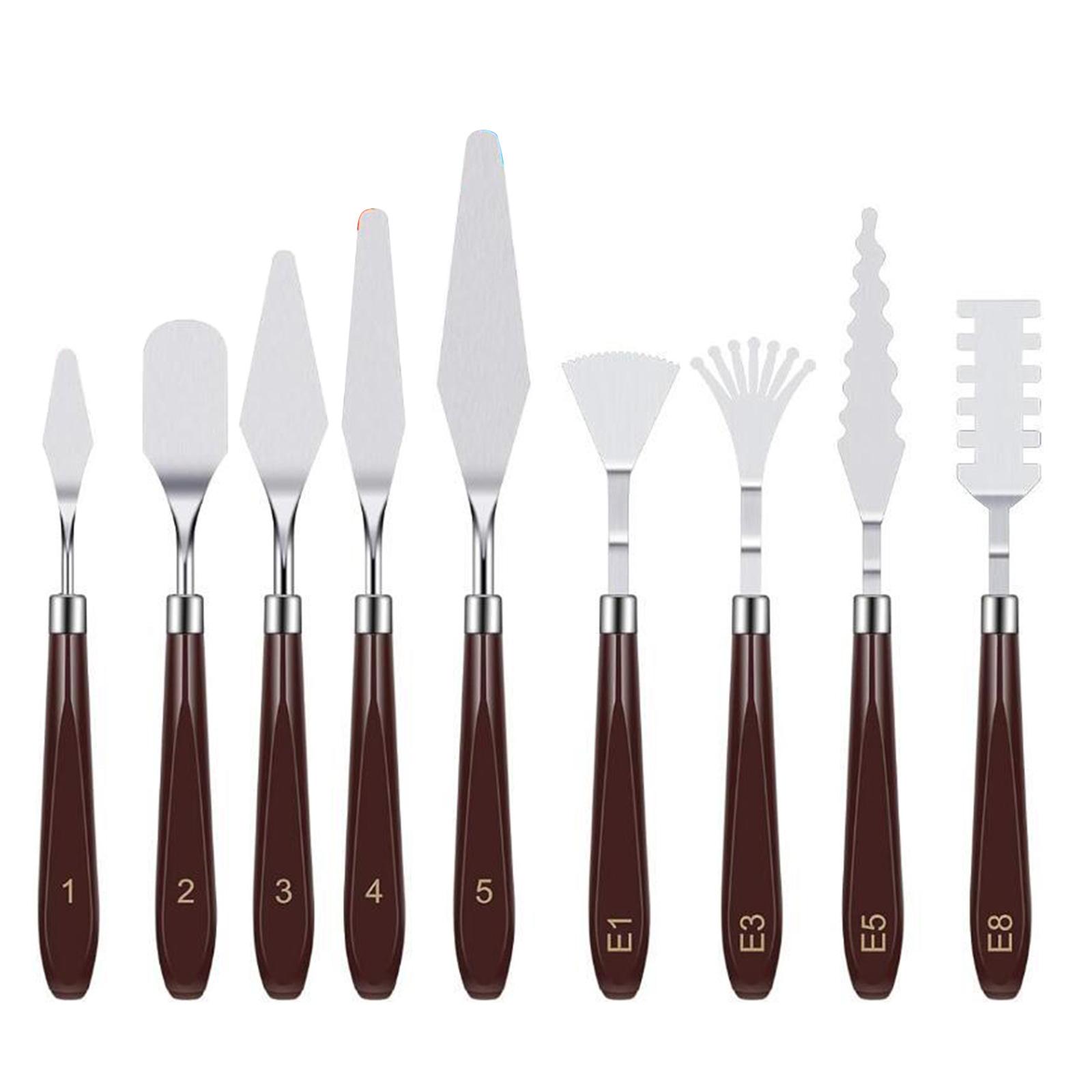 

Набор из 9 мастихинов, акриловый нож для рисования, набор шпателей из нержавеющей стали для художников, акварельная живопись маслом