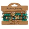 4Pcs Bohemian Butterfly Beaded Bracelets, Crystal Zinc Alloy Pendant, Ladies Daily Party Jewelry