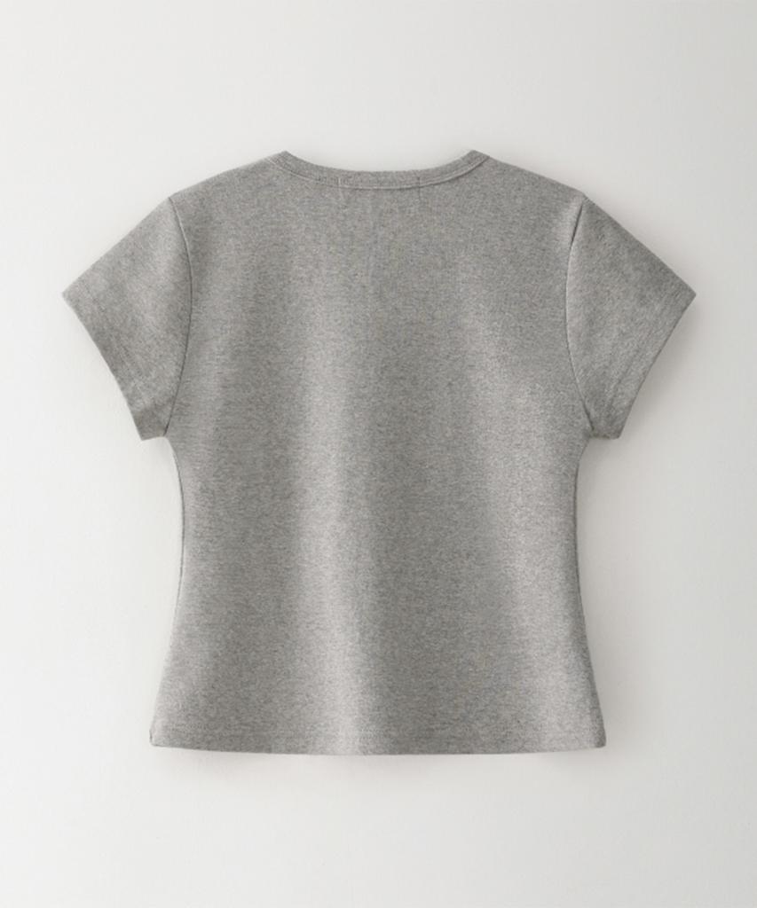 Beullusseonpeullawo I Love Cat Crop Top [Melange Gray]