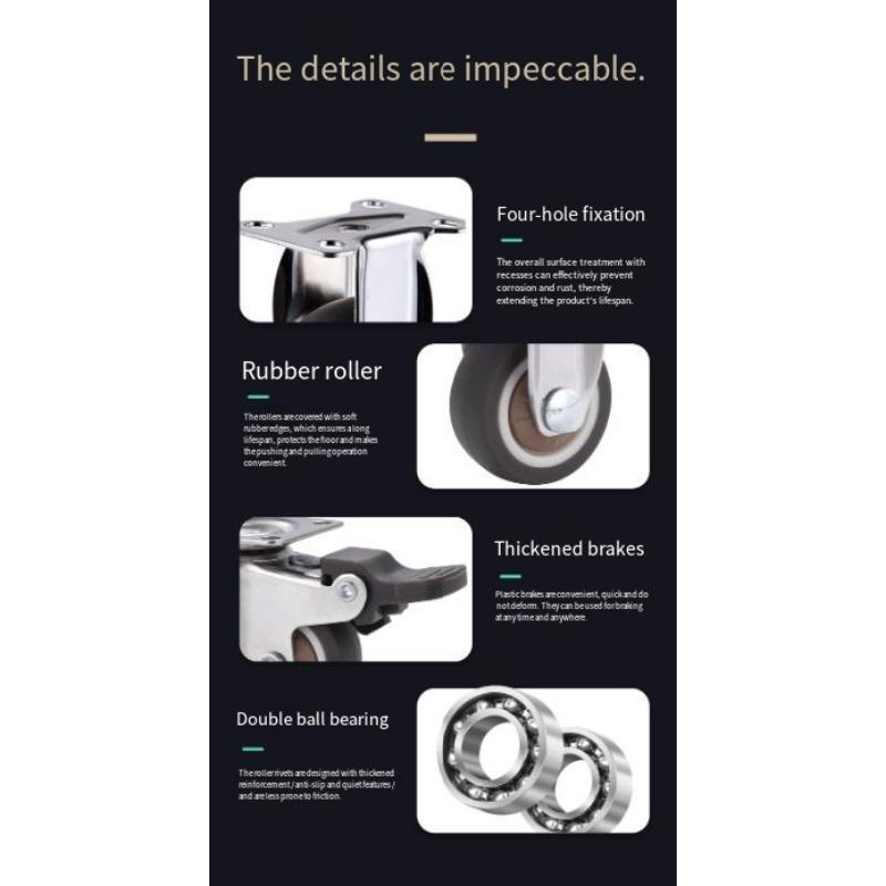 1PC silent universal wheel, furniture small pulley TPR soft rubber with brake casters