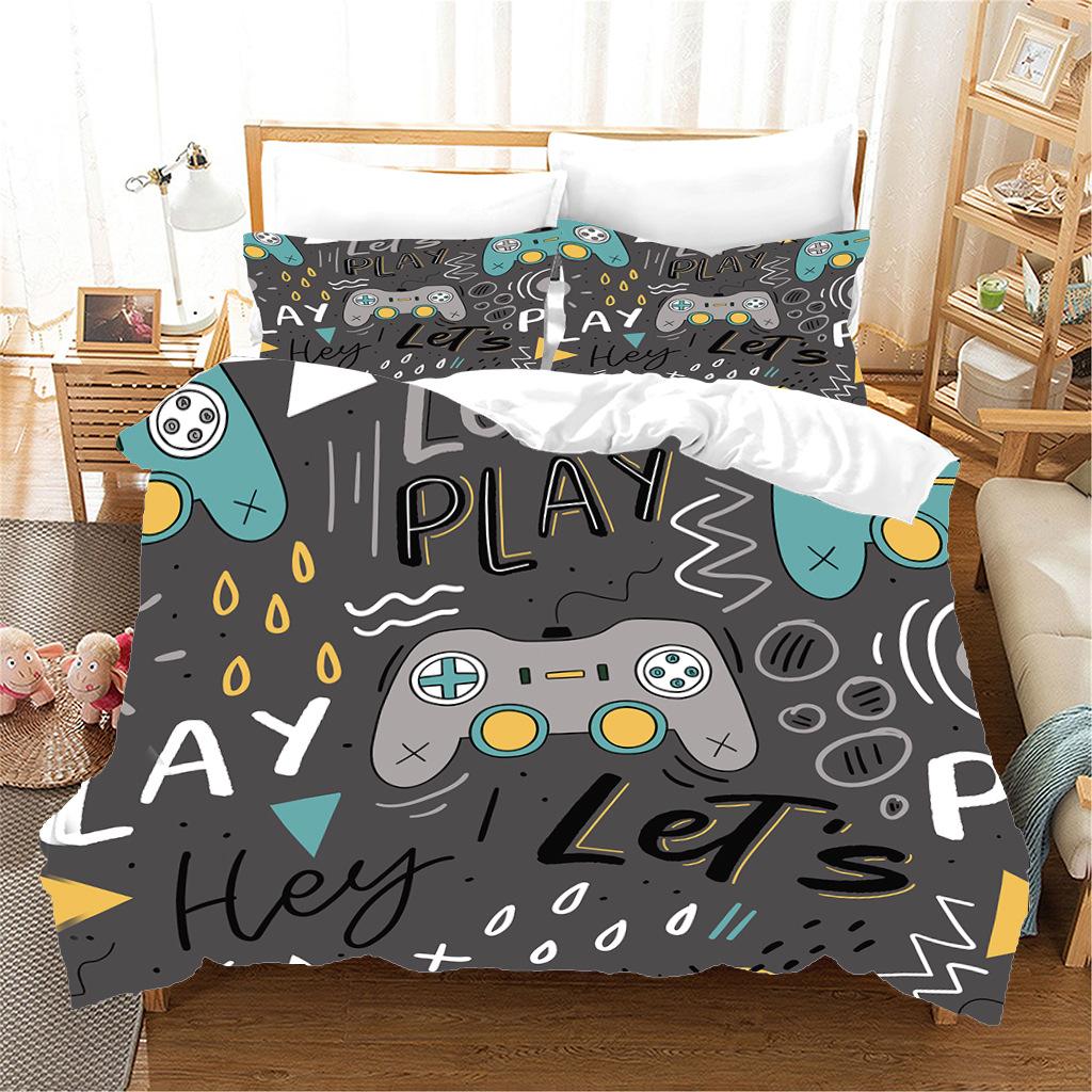 Gamepad Printing Three-Piece Digital Printing Quilt Cover Pillowcase Sheet