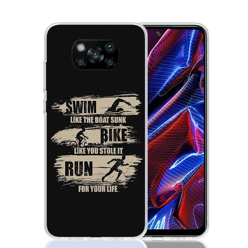 

Triathlon Swim Bike Run Phone Case For Xiaomi Poco F7 Ultra X7 X6 Pro X5 Redmi 15 15C 13 13C 12 12C 10 10A 10C 9 9A 9C 9T Shell Redmi 15C 4G