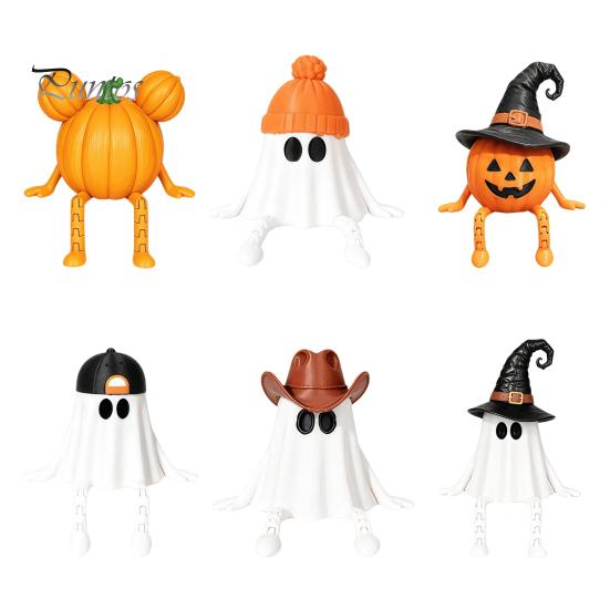 Haunted House Theme Decorations 3D Printed Halloween Decoration, Cute Ghost Pumpkin Figurine with Collectible Table Decor Movable Joints for