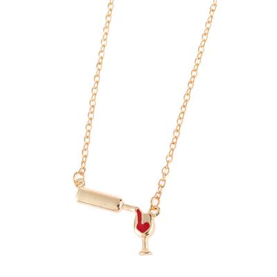Lightweight Glass Pendant Necklace For Fashionable Women Wine Glass Pendant Cup Necklace Wine Bottle
