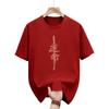 Mens Summer 100 Pure Cotton Fashionable Casual Loose Japanese Samurai Sword Pattern Printed Round Neck Short Sleeved Tshirt