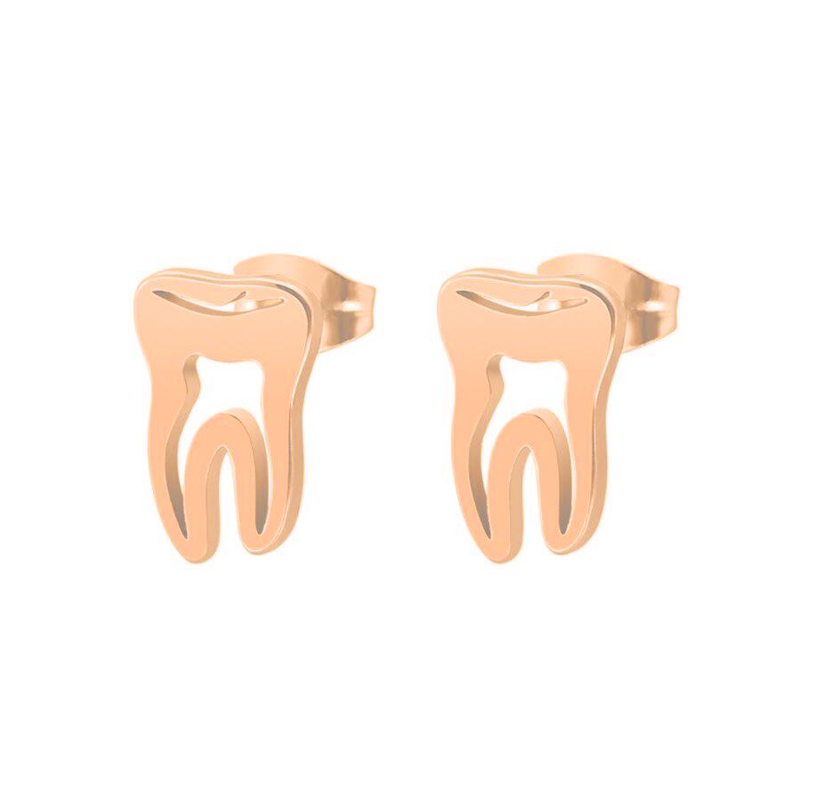 Boucles d'oreilles clous Dents Exagérées en Acier Inoxydable - Style Européen & Américain