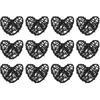 MECCANIXITY 12Pcs Heart Shaped Rattan Ball Vase Filler Natural Rattan for Valentine's Day Decoration Wedding Home Decoration Black 2 In