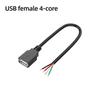 Single-Head Connector PVC Jacketed 3A Fast Charging Bare-End Wiring USB Plug 2-Core Power Cord and 4-Core Data Cable