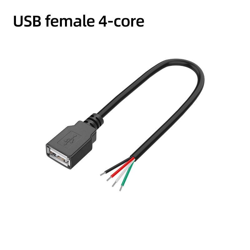 Single-Head Connector PVC Jacketed 3A Fast Charging Bare-End Wiring USB Plug 2-Core Power Cord and 4-Core Data Cable