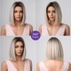 HENRY MARGU Short Bob Synthetic Wigs Ombre Black Brown White Natural Straight Wigs for Women Middle Part Daily Heat Resistant