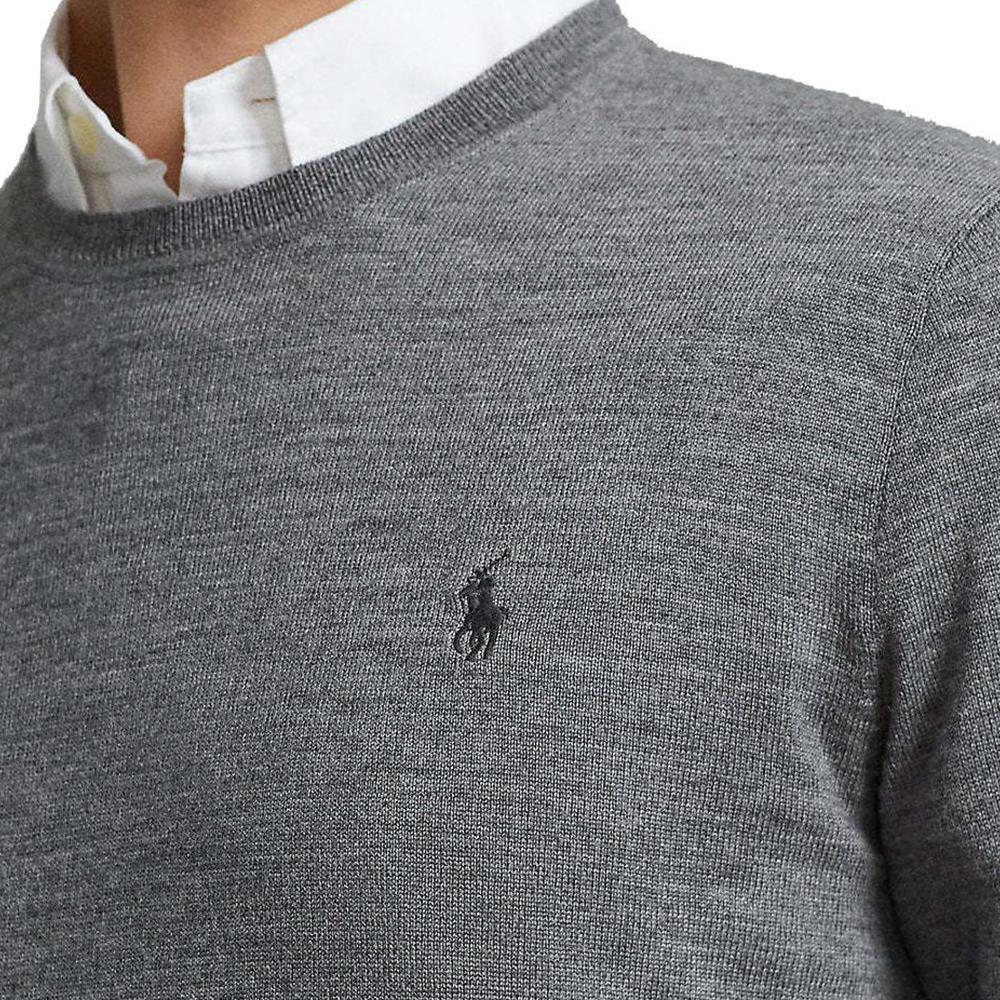 Polo Ralph Lauren FW22 Solid Logo Embroidered Crew Neck Sweater Men Sweater Gray 710876846-006