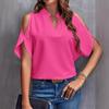 2024 European American Women's Summer Solid V-Neck Off-Shoulder Fashion Top