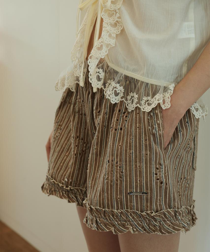SORDI Romantic Eyelet Shorts_Brown