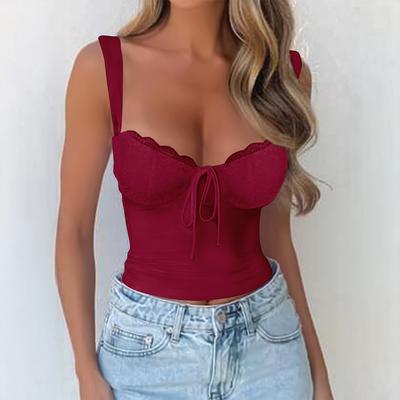 Seksi Stil Dantel Tişört Kadın İlkbahar ve Yaz