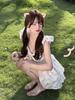 Academy style sweet and fresh small flying sleeve dress female student summer new waist first love floral dress