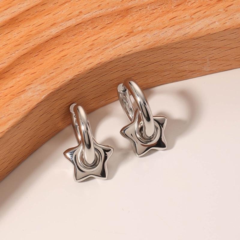 Punk Style Dangle Earrings Unique Detachable Star Heart Drop Earrings Statement Jewelry Fashion Simple Hoop Earrings