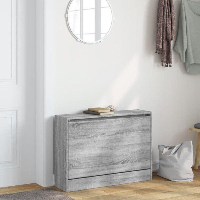 VidaXL Armoire à chaussures sonoma gris 80x21x57 cm bois d'ingénierie 839915