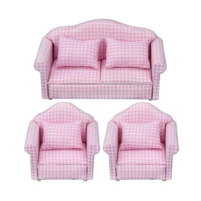 1/12 Scale Doll House Sofa Set With Removeable Pillows For Doll House Room Realistic Interior Styling Accessories