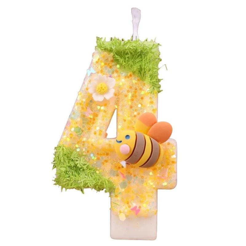 Bee Digital Candle Super Sequin Birthday Cake Plugin Festive Atmosphere Color Matching Candle