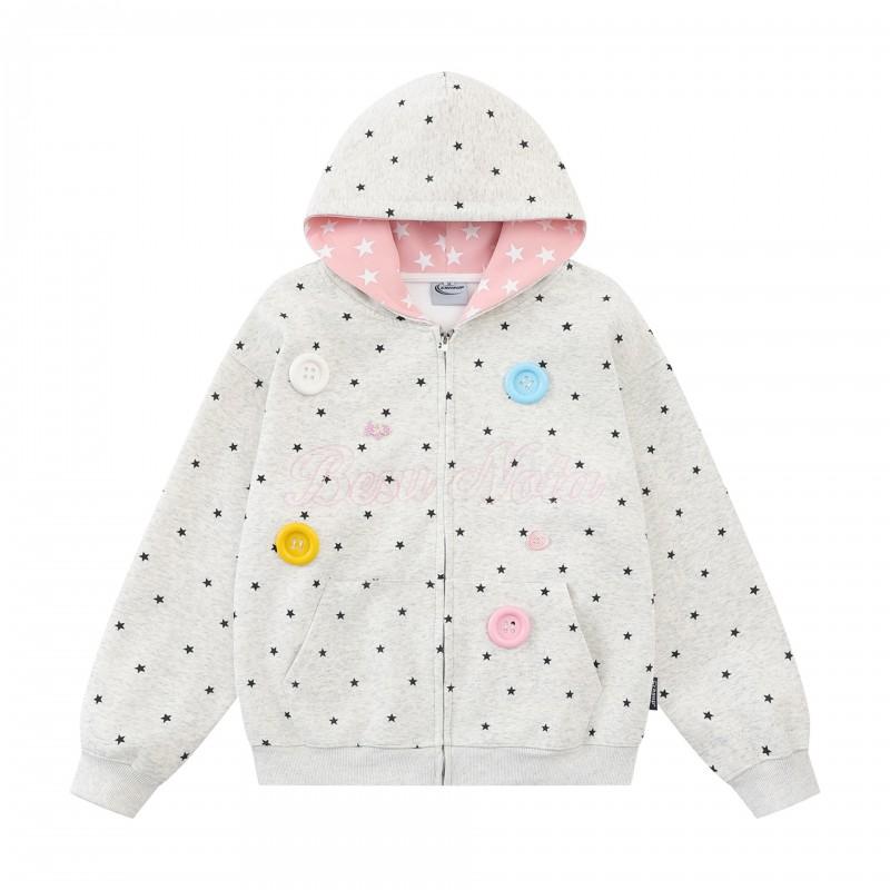 Amerikanischer Sternenprint Kapuzen-Strickjacke Sweatshirt Locker Lässig Jacke Herren Damen