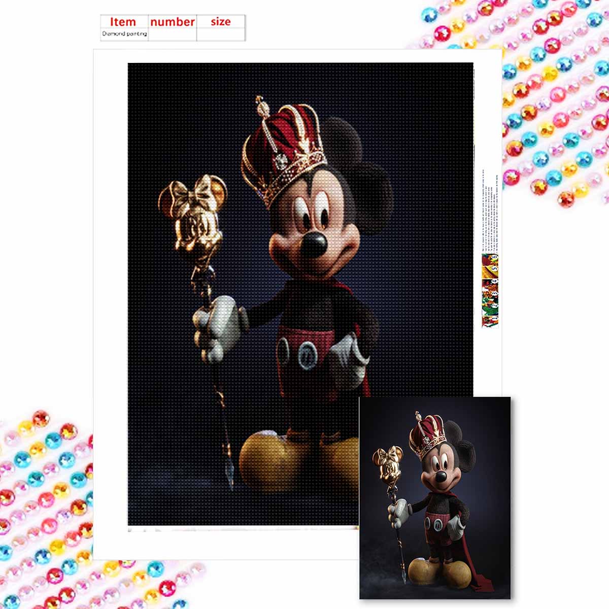 

5D DIY Diamond Art Painting Kits for Adults, Chaebol Mickey Full Round Crystal Diamond Kits for Beginner for Home Wall Decorate Round 20x30cm